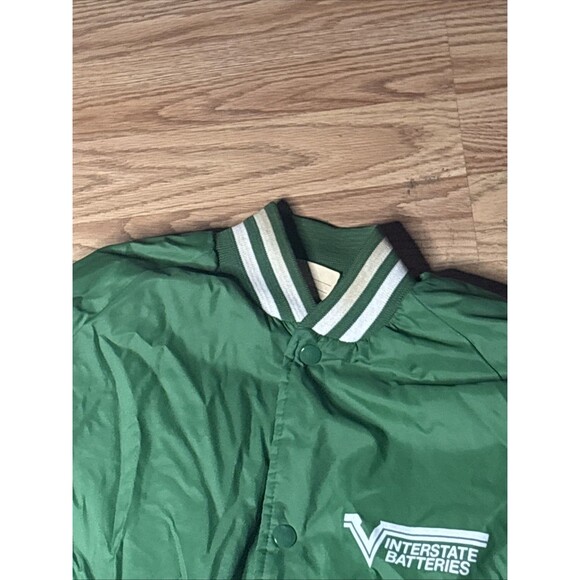 VINTAGE Interstate Batteries Satin Jacket Men Small Nascar Chalk Line Stains - Picture 4 of 8